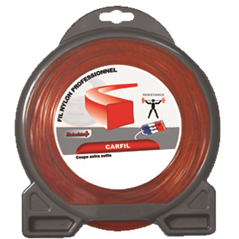 Fil nylon CARFIL carré 2,4 mm x 69 m